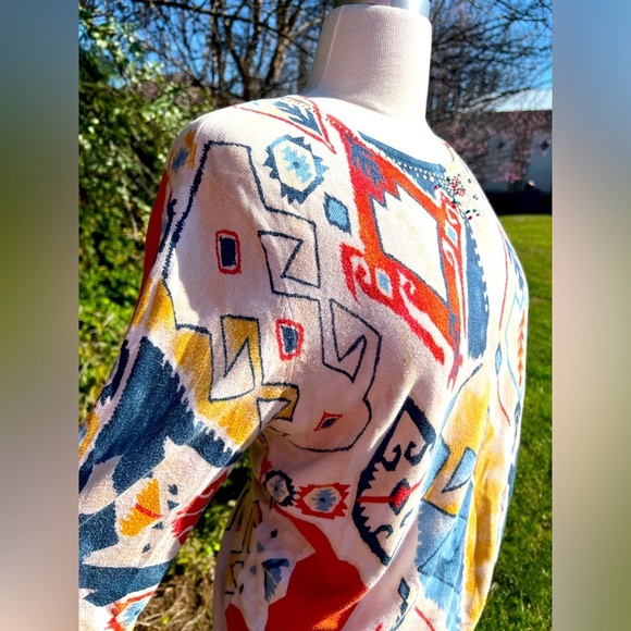ALFRED DUNNER Colorful southwestern 🌻Geometric Patterned Sweater - Picture 2 of 10